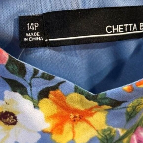 Chetta B Blue Floral Dress - Size 14P - NWT - Picture 5 of 5